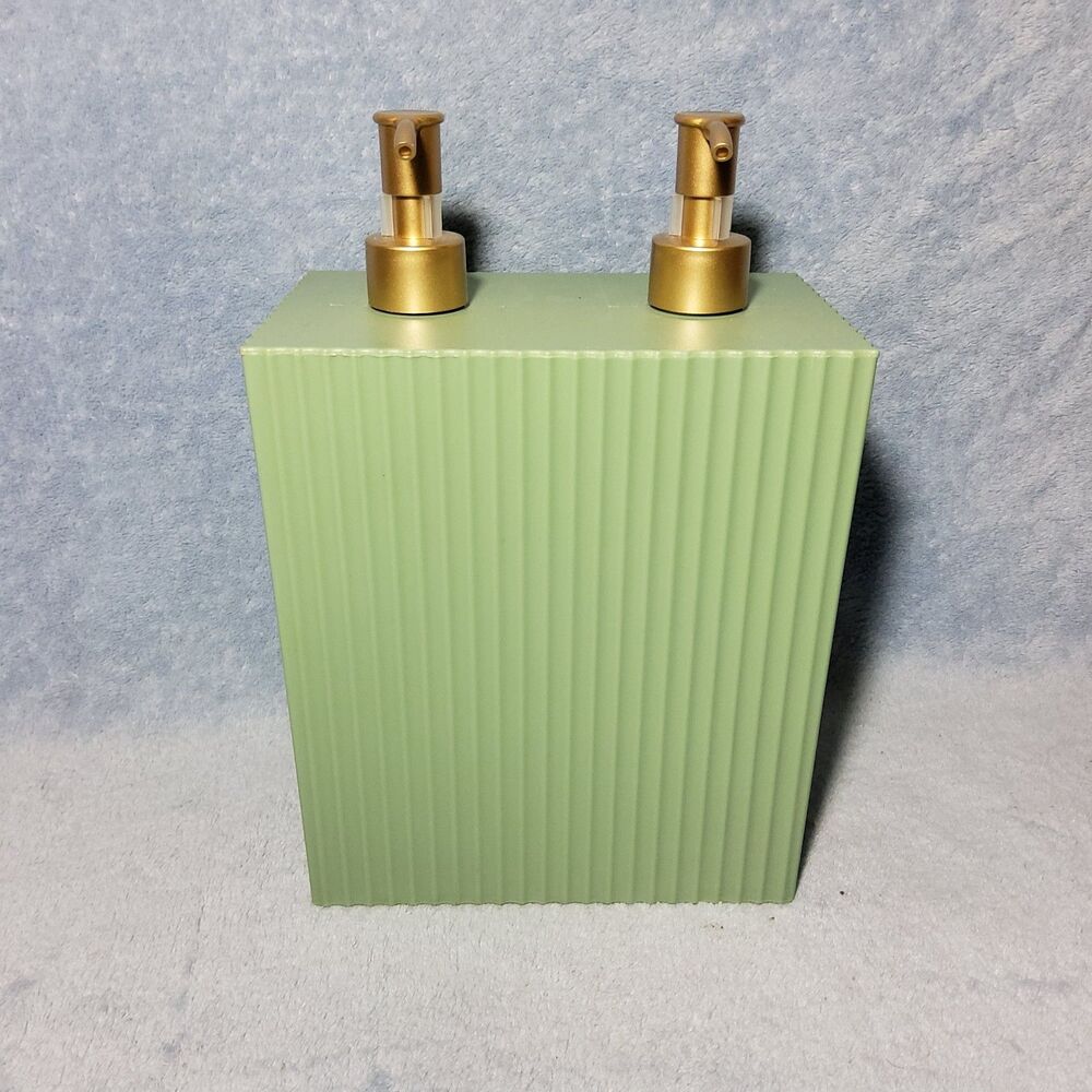 Horizon Group USA Sage Green Ribbed Double Soap Pump Dispenser Accent Decor